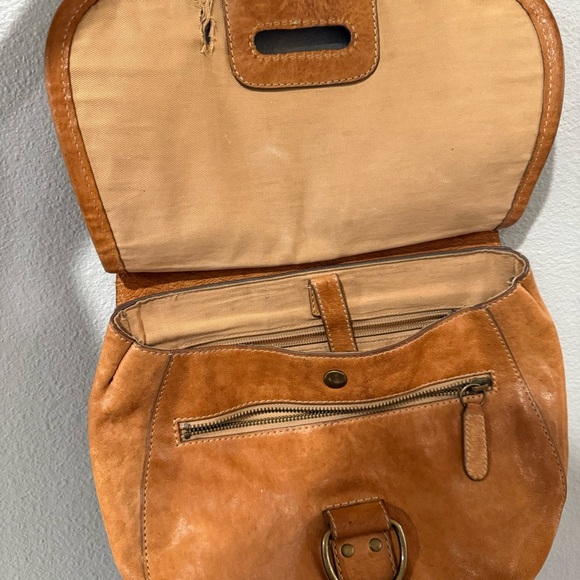 FRYE Lucy Leather Crossbody Saddle Bag Purse Brown - Picture 5 of 10